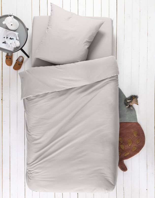 Linge de lit enfant - polycoton uni (gris perle) Linge de lit enfant - polycoton uni (gris perle)