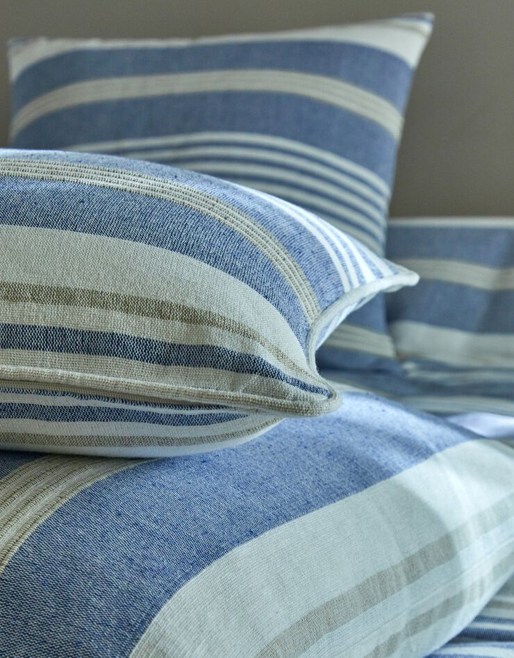 Plaid jeté multicolore coton tissage artisanal (bleu)
