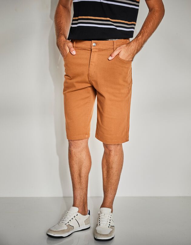 Bermuda 5 poches stretch ceinture élastiquée côtés (caramel)