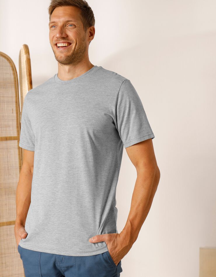Tee-shirt col rond manches courtes - lot de 3 (3 écru chiné / gris / bleuet) Tee-shirt col rond manches courtes - lot de 3 (3 écru chiné / gris / bleuet)