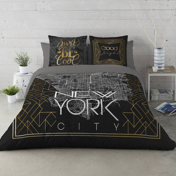 Linge de lit New-York - coton (noir)