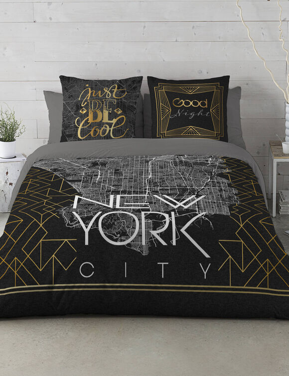 Linge de lit New-York - coton (noir)