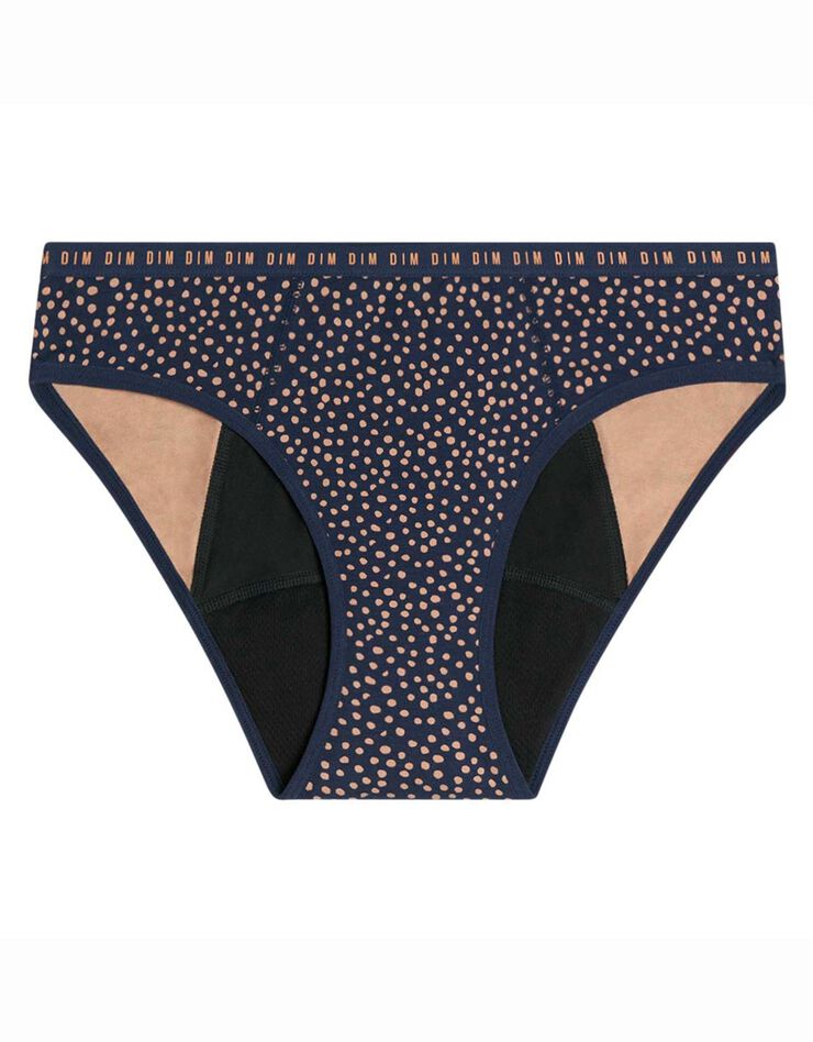 Culotte menstruelle coton biologique imprimé pois (bleu) Culotte menstruelle coton biologique imprimé pois (bleu)
