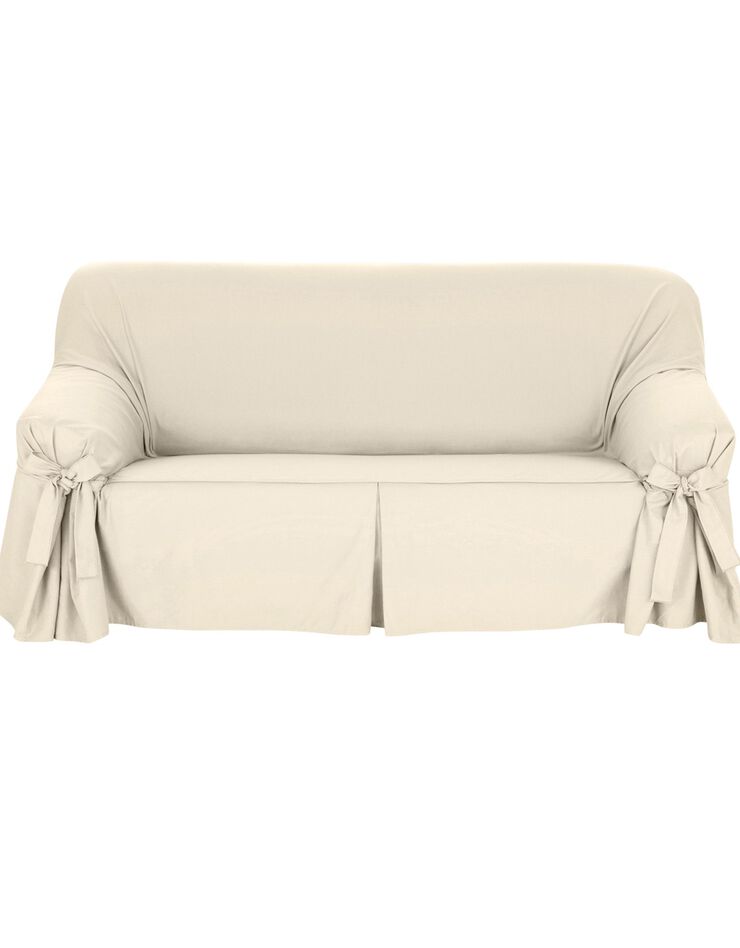 Housse bachette coton uni nouettes fauteuil canapés (écru)