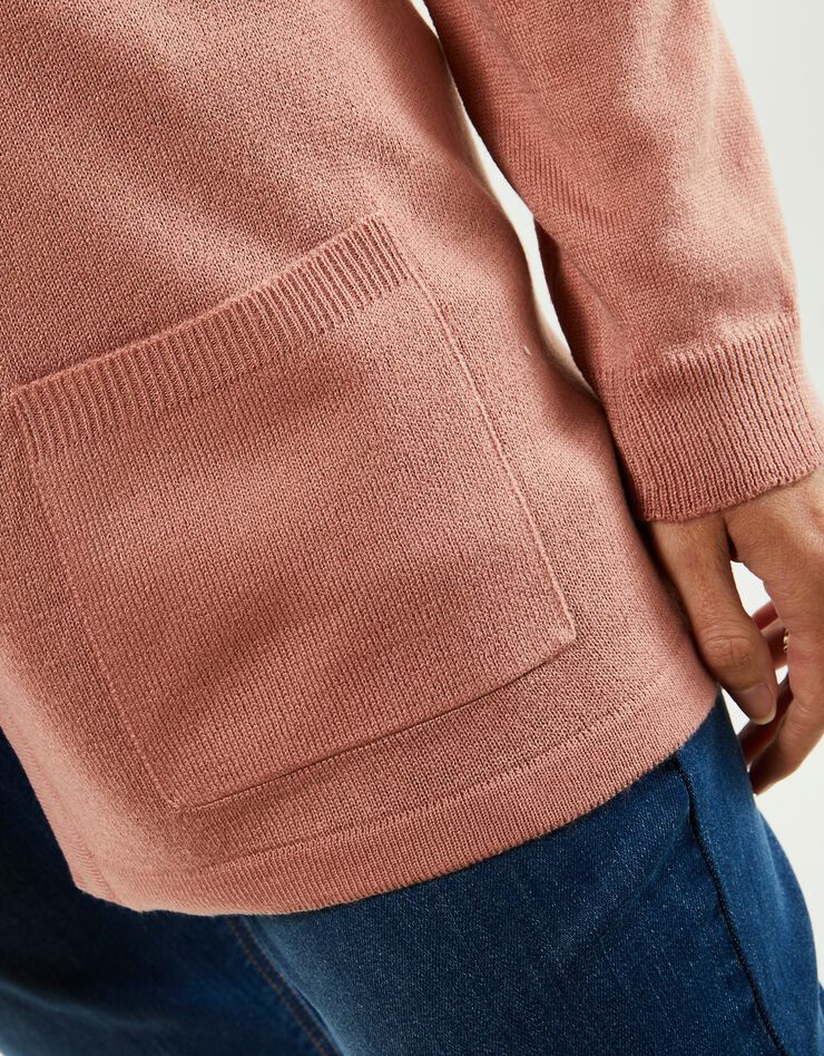 Gilet porter ouvert toucher cachemire (rose grisé) Gilet porter ouvert toucher cachemire (rose grisé)