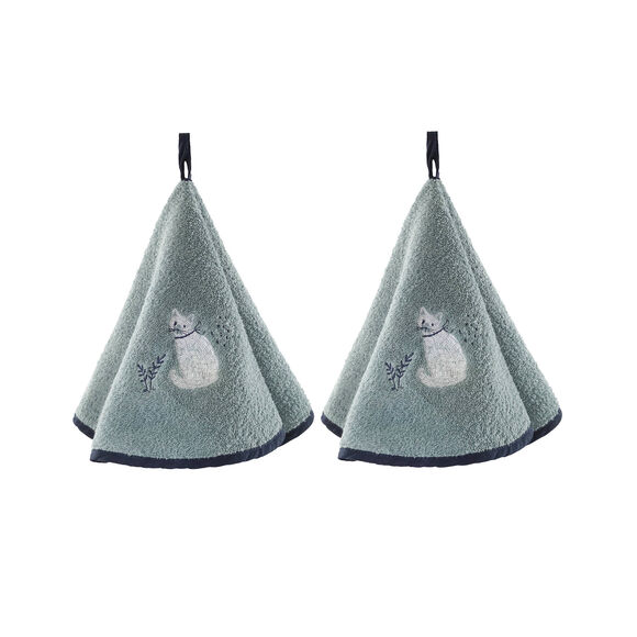 Essuie-mains éponge brodé chats - lot de 2 (gris)