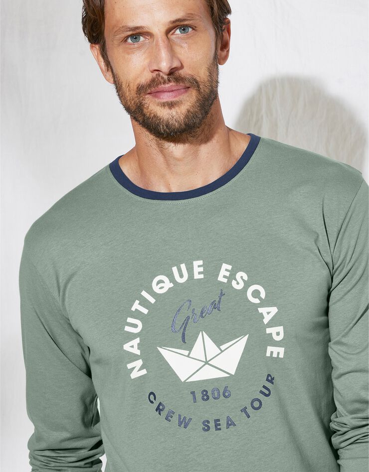 Tee-shirt pyjama imprimé manches longues (vert) Tee-shirt pyjama imprimé manches longues (vert)