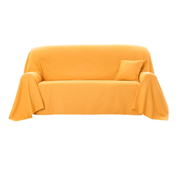 Jeté canapé coton bachette uni (miel)