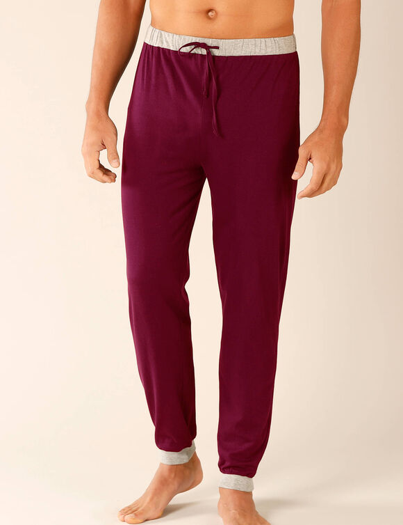 Pantalon pyjama bas resserr&eacute;s - lot de 2 (gris + bordeaux)