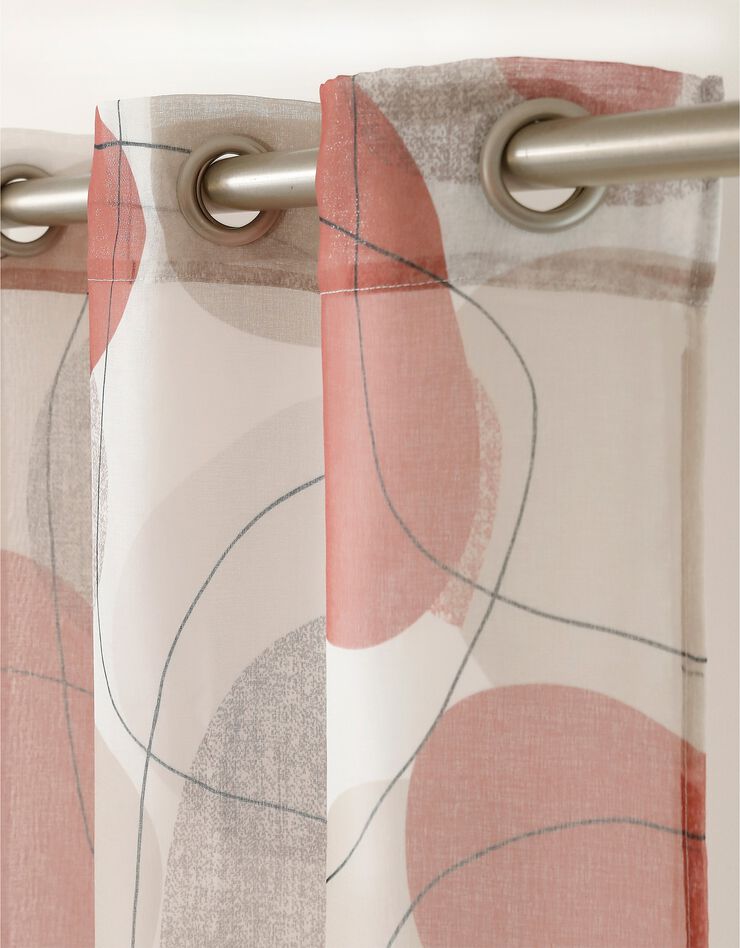 Panneau voile finition oeillets motif galets (blanc / terracotta)