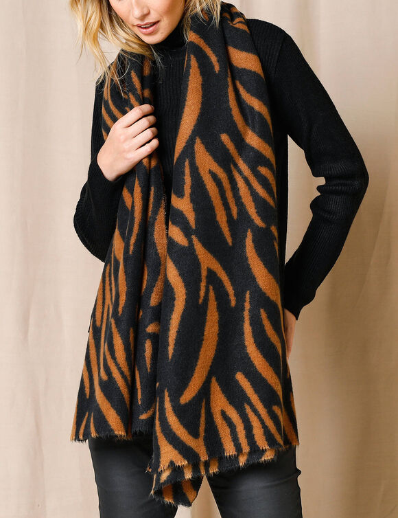 &Eacute;charpe bien chaude motif z&egrave;bre (marron / noir)