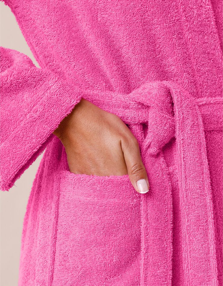 Peignoir mixte adulte uni coton éponge bouclette col kimono personnalisé (fuchsia) Peignoir mixte adulte uni coton éponge bouclette col kimono personnalisé (fuchsia)