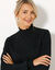 T-shirt col montant manches smock&eacute;es (noir)