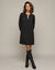 Robe courte col rond bijou, manches longues, cr&ecirc;pe (noir)