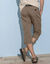 Pantacourt 3/4 élastiqué + ceinture assortie (beige foncé)