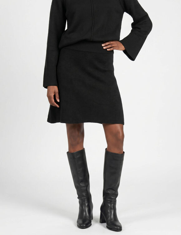 Jupe &eacute;vas&eacute;e en tricot, finitions c&ocirc;tel&eacute;es  (noir)