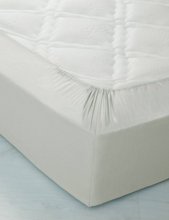 Drap-housse uni coton bonnet 32 cm (gris perle)