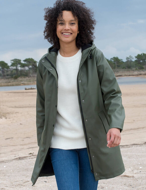 Ciré long imperméable, doublé polaire, polyester recyclé** (kaki)