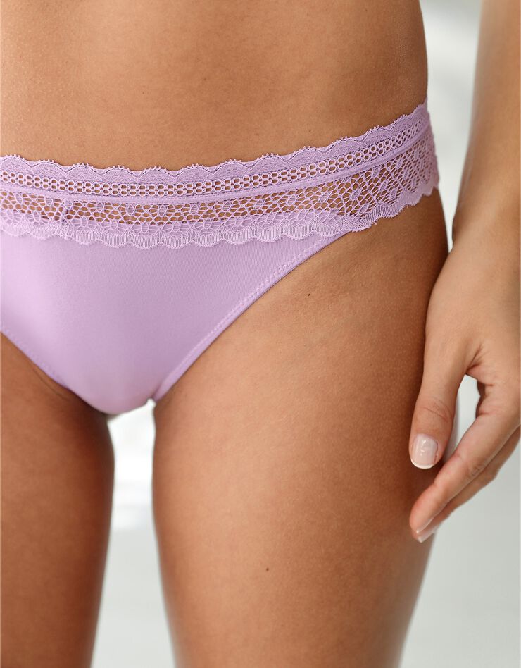 Culotte forme midi coton stretch et dentelle - lot de 3 (prune + violine + parme) Culotte forme midi coton stretch et dentelle - lot de 3 (prune + violine + parme)