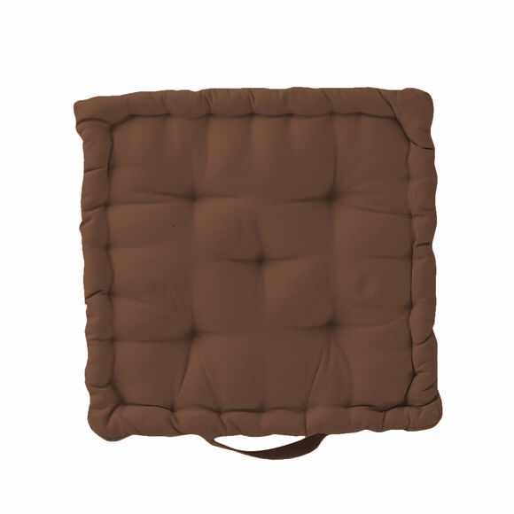 Coussin de sol uni coton (chocolat)