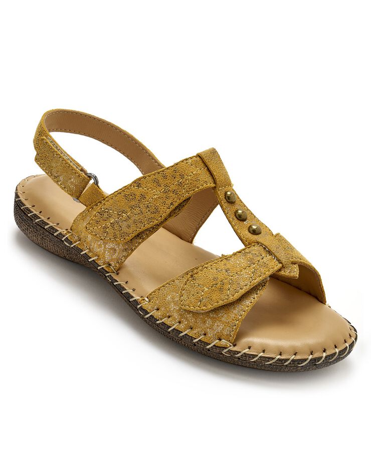 Sandales cuir irisé - largeur confort (jaune) Sandales cuir irisé - largeur confort (jaune)