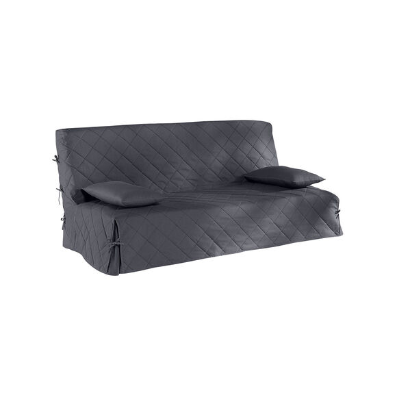 Housse clic-clac standard matelassée coton bachette uni (gris anthracite)
