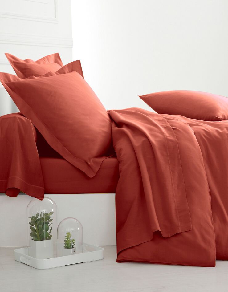 Linge de lit uni polyester-coton Colombine (terracotta)
