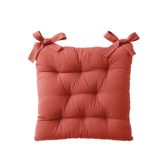 Galette de chaise carrée unie coton bachette - lot de 2 (terracotta)