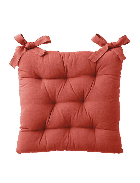 Galette de chaise carr&eacute;e unie coton bachette - lot de 2 (terracotta)