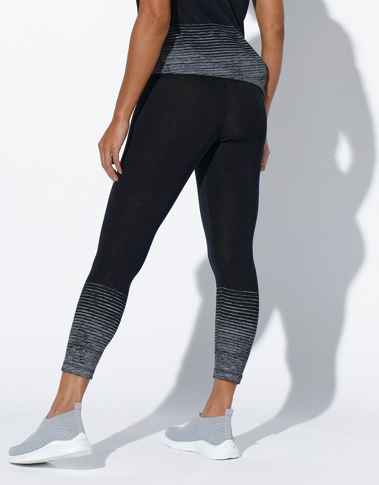 Legging 3/4 sport imprimé dégradé (noir / gris chiné) Legging 3/4 sport imprimé dégradé (noir / gris chiné)