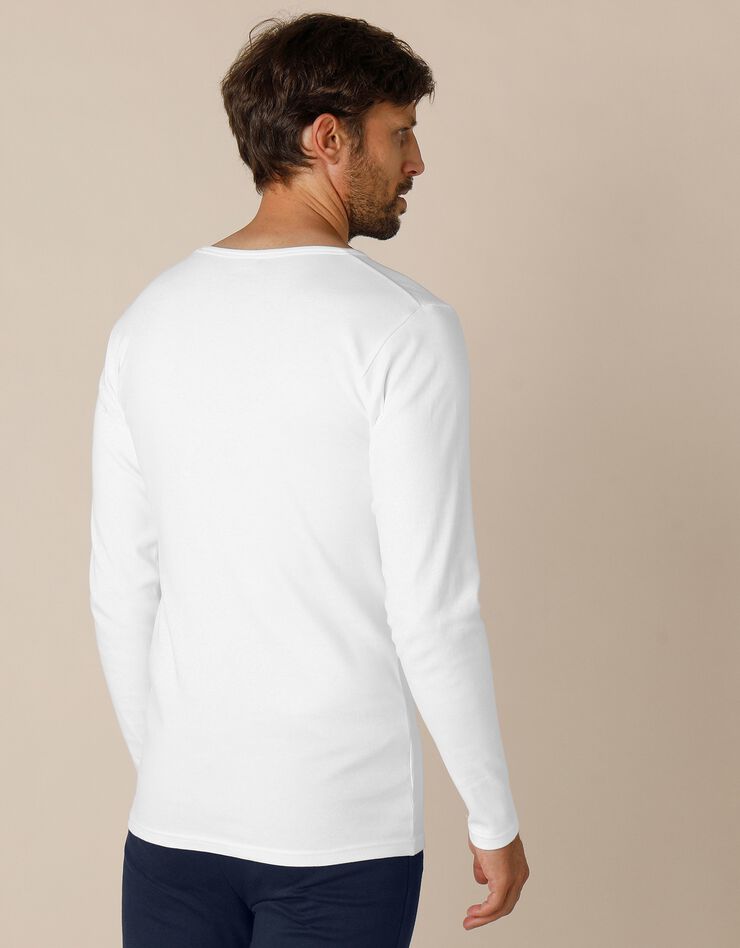 Tee-shirt sous-vêtement homme col rond manches longues dos long coton - lot de 2 (blanc) Tee-shirt sous-vêtement homme col rond manches longues dos long coton - lot de 2 (blanc)