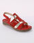 Sandales cuir bicolore extra souple (rouge)