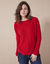 Pull col rond maille fantaisie (rouge)