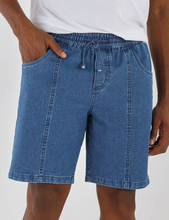 Bermuda denim l&eacute;ger &eacute;lastiqu&eacute; (stone)