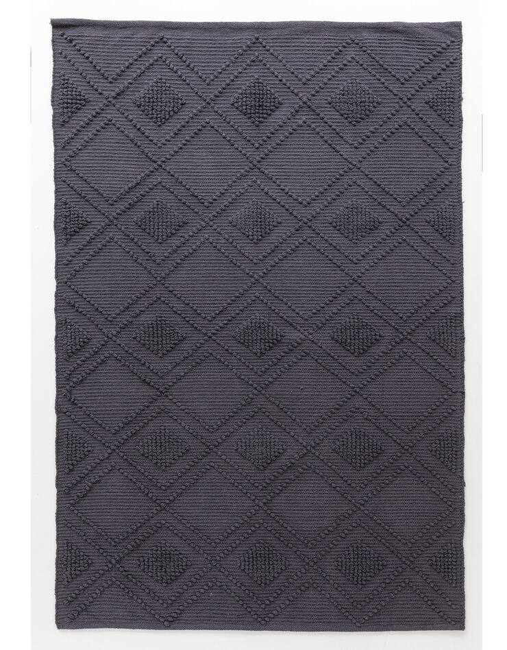 Tapis bouclette en coton imprimé (bleu fleuri)