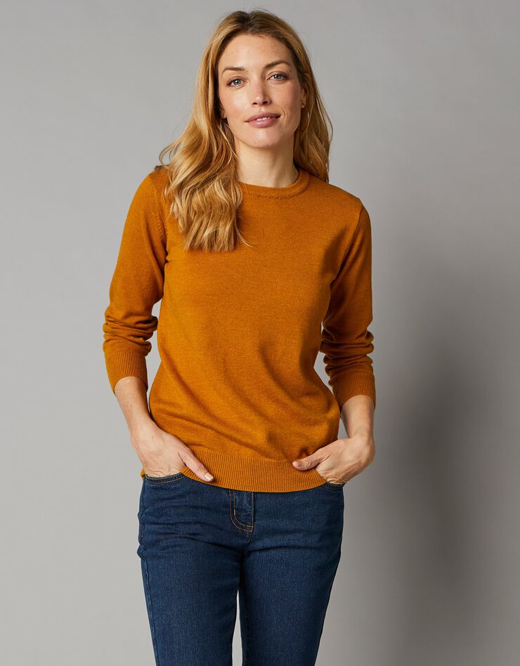 Pull col rond, laine d'agneau (ocre) Pull col rond, laine d'agneau (ocre)
