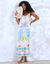 Robe longue volantée fines bretelles, imprimé XXL (blanc / multicolore)