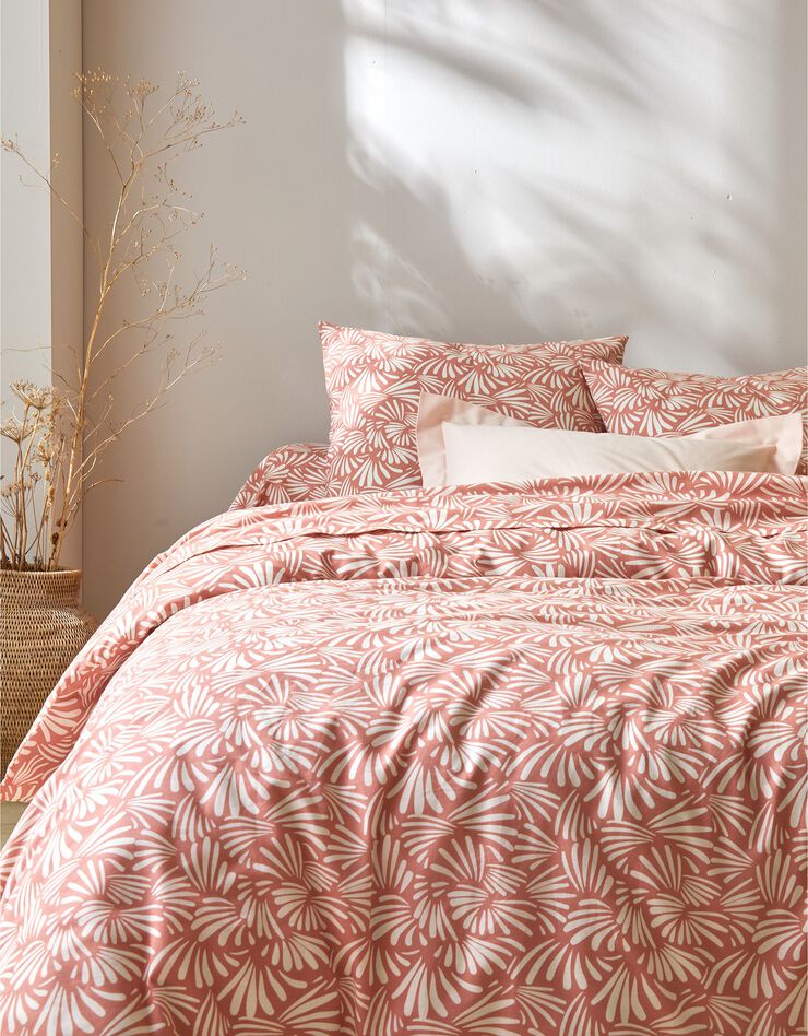 Linge de lit Vick en coton imprimé graphique (rose)