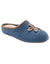 Chaussons mules fleur brod&eacute;e - largeur confort (bleu indigo)