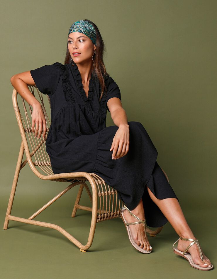 Robe longue encolure fantaisie  (noir)