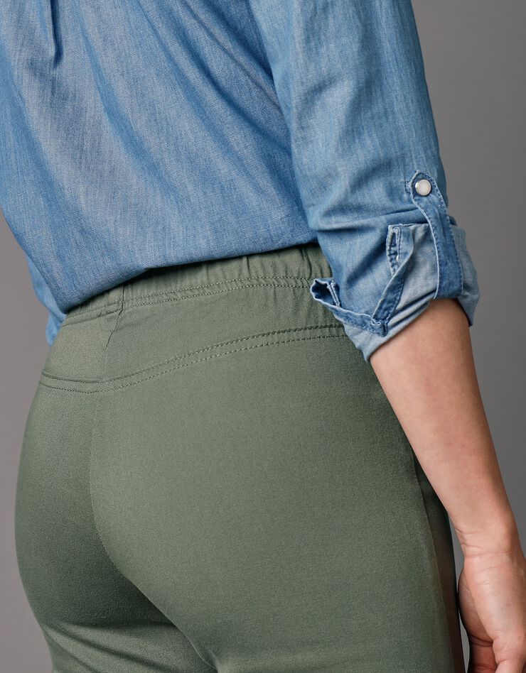 Pantalon sculptant effet ventre plat taille élastiquée (vert mousse)