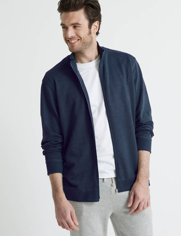 Sweat entièrement zippé uni (marine)