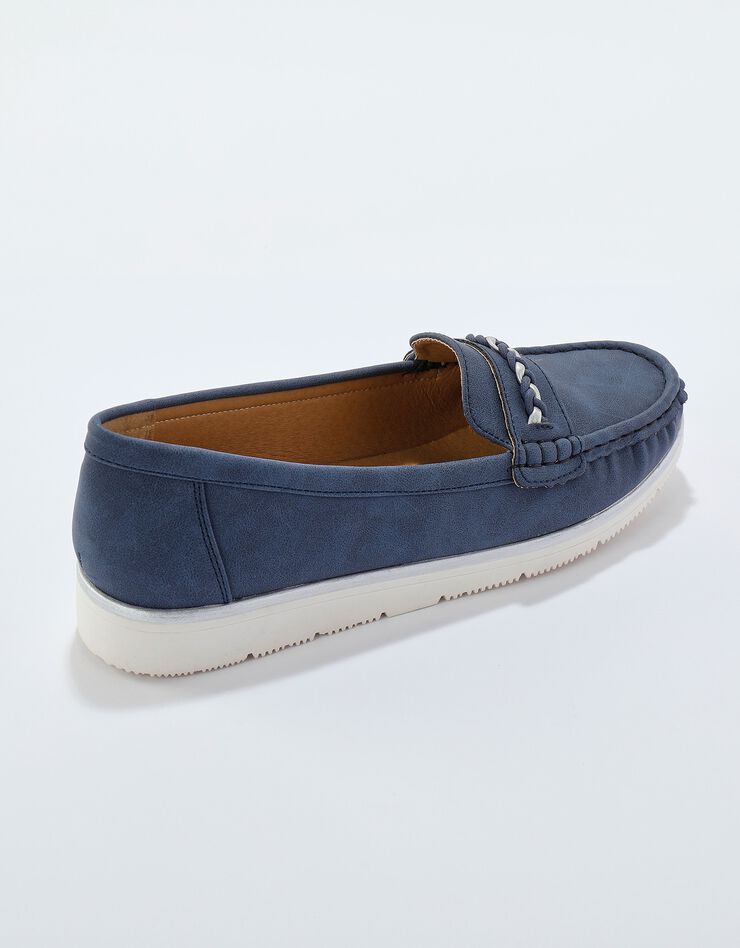 Mocassins bande fantaisie semelle blanche (marine)