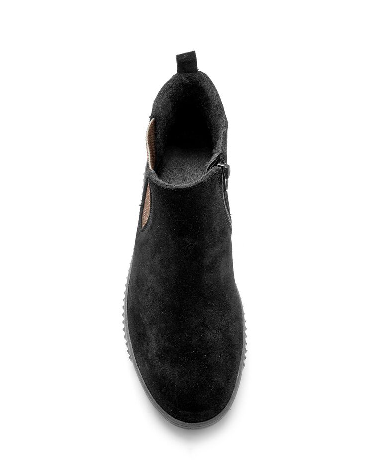 Boots compensées grande largeur en cuir femme - noir (noir) Boots compensées grande largeur en cuir femme - noir (noir)