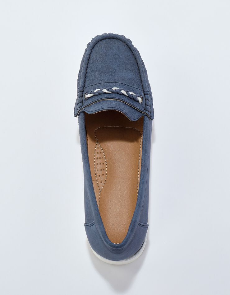 Mocassins bande fantaisie semelle blanche (marine)