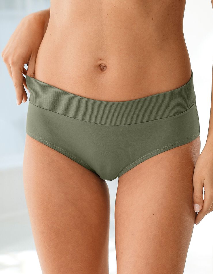 Culotte maxi coton stretch ceinture confort - lot de 2 (kaki + peau) Culotte maxi coton stretch ceinture confort - lot de 2 (kaki + peau)