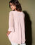 Blouse unie col V manches 3/4 macramé (rose pâle)