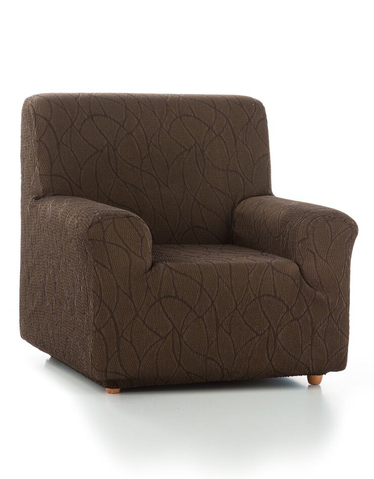 Housse extensible motif jacquard pour fauteuil et canapé  (marron)