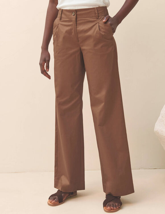 Pantalon large &agrave; pinces (caramel)