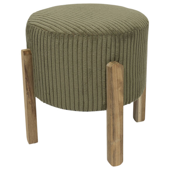 Tabouret cylindrique, pieds en  bois (vert)